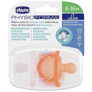 Chicco PhysioForma Luxe smoczek silikonowy uspokajający 6-16m Pomarańczowy 2szt.