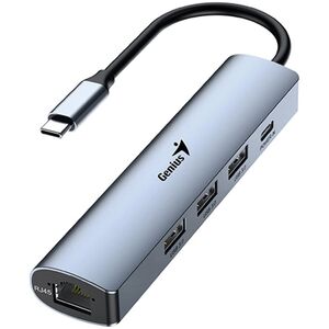 Genius USB (3.0) hub 4-port, UH-545, szary, Genius, 3x USB 3.0, 1x RJ45