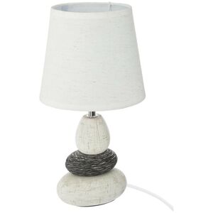 Atmosphera Lampa stołowa z abażurem, Ø 18 x 33 cm, biała z podstawą z kamieni