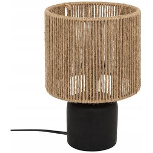 Atmosphera Ceramiczna lampa stołowa KOBY z plecionym kloszem, 24 cm