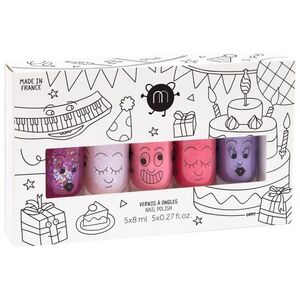 Nailmatic Nailmatic Kids Party zestaw lakierów do paznokci Sheepy 8ml + Polly 8ml + Cookie 8ml + Kitty 8ml + Piglou 8ml