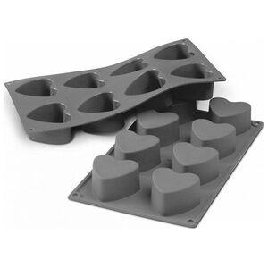 Patisse kształt mini serca 29 x 17 cm szary silikonowy 8 przedziałów