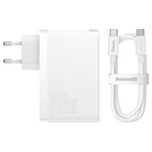 Ładowarka Baseus Baseus ładowarka sieciowa GaN5 Pro PD 140W 2x USB-C 1x USB biała + kabel USB-C - USB-C 240W