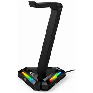 Genius Genius Stojak na słuchawki z podświetleniem RGB GX-UH100, 2x USB-A 2x USB-C HUB, czarny