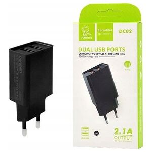 Ładowarka Vega ŁADOWARKA SIECIOWA 2.1A 10W CZARNA DENMEN 2100mA DC02 2xUSB SINGLE>