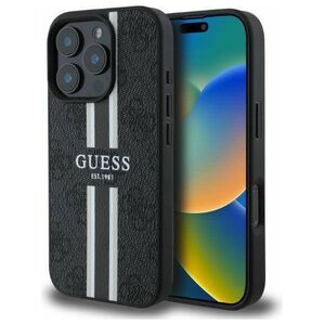Original Case IPHONE 16 PRO MAX Guess Hardcase 4G Printed Stripes MagSafe (GUHMP16XP4RPSK) black 3666339342111