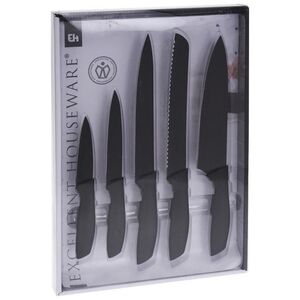 Excellent Houseware Nóż / noże kuchenne stalowe 5el CZARNE zestaw noży uniwersalny