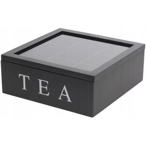 Home Styling Collection Drewniana herbaciarka TEA, 9 przegródek, kolor czarny