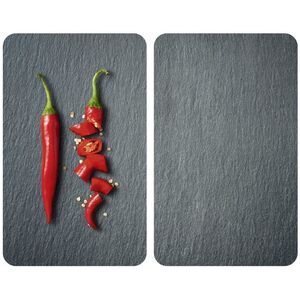 Wenko Zestaw 2 uniwersalnych płyt ze szkła hartowanego Universal Cayenne, 30x52 cm, odporne na zarysowania i uderzenia, szare, marka WENKO