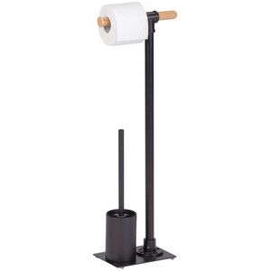 Wenko Metalowy stojak na papier toaletowy i szczotkę do wc FORLI, w kolorze czarnym, Wenko
