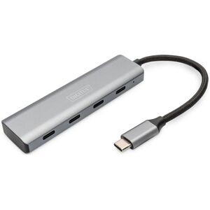 HUB USB Digitus DIGITUS USB-C-Hub  4-Port 3.1->4xC3.1 integr. Kabel   silber