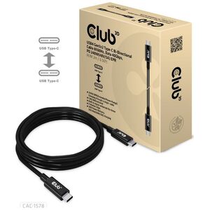 Club 3D Club3D Kabel USB4 Gen3x2 Type-C Oboustranný kabel 8K60Hz, Data 40 Gbps, PD 240W(48V/5A) EPR M/M 2m