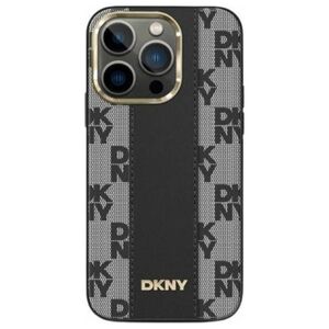 DKNY DKNY Leather Checkered Mono Pattern MagSafe - Etui iPhone 13 Pro (czarny)