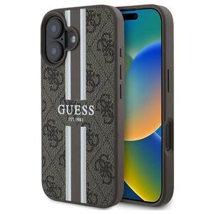 Original Case IPHONE 16 PLUS Guess Hardcase 4G Printed Stripes MagSafe (GUHMP16MP4RPSW) brown 3666339342135