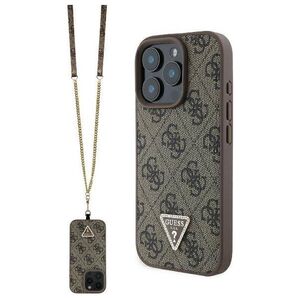 Original Case IPHONE 16 PRO Guess Hardcase Leather Metal Logo Strass Crossbody + Smycz (GUHCP16LP4TDSCPW) brown 3666339328665