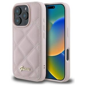 Original Case IPHONE 16 PRO MAX Guess Hardcase Quilted Metal Logo (GUHCP16XPSQSQSP) pink 3666339345112