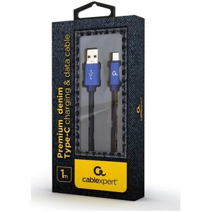 Kabel USB Gembird USB-A - USB-C 1 m Czarno-niebieski (CC-USB2J-AMLCML-1M)