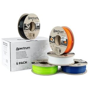Spectrum Spectrum 3D filament, Premium PET-G, 1,75mm, 5x250g, 80748, mix Artic White, Deep Black, Lion Orange, Navy Blue, Lime Green
