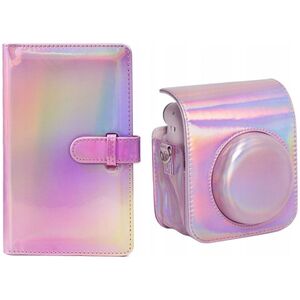 Pokrowiec LoveInstant Futerał Etui Pokrowiec Do Fujifilm Instax Mini 12 + Album Na 96 Zdjęć / Różowy Błysk