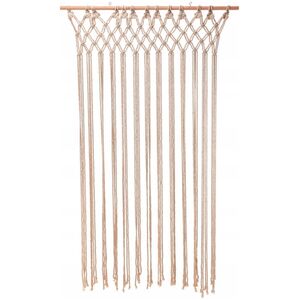 Home Styling Collection Zasłona na drzwi, 90 x 180 cm, makrama na drewnianym kiju