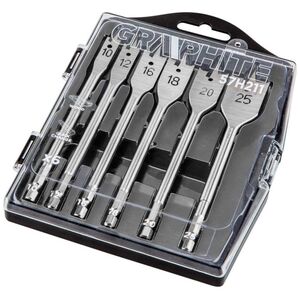 Wiertło Graphite do drewna łopatkowe sześciokątne 10 12 16 18 20 25mm zestaw (57H211)