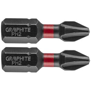 Graphite Końcówka wkrętakowa (Bity udarowe PH2 x 25 mm, 2 szt.)