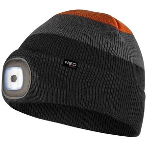 Neo Czapka z latarką (Czapka z latarką LED, czarno-szaro-pomarańczowa WARM)