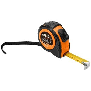Neo Miara zwijana stalowa 7,5 m x 25 mm, auto blokada, dwa przyciski stop