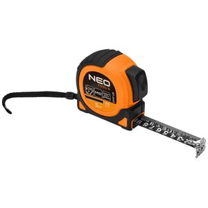 Neo Miara zwijana stalowa Super Black 5 m x 25 mm, auto blokada, dwa przyciski stop, magnes