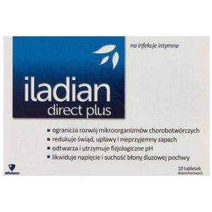 Iladian Direct Plus tabletki dopochwowe łagodzące objawy infekcji intymnych 10 tabletek