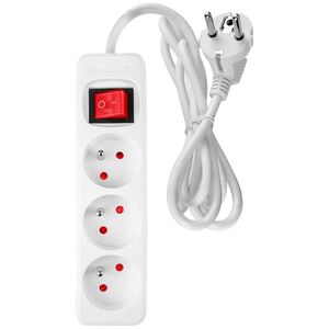 Neo Przedłużacz listwowy 3m, 3x1.5mm2, 3G, biały, ON/OFF