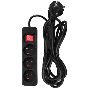 Neo Przedłużacz listwowy 3m, 3x1.5mm2, 3G, czarny, ON/OFF