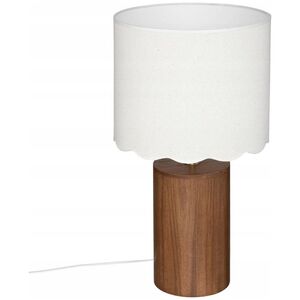 Lampa stołowa Atmosphera Lampa stołowa z białym abażurem VANIA, drewniana podstawa, Ø 28 cm