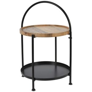 Home Styling Collection Loftowy stolik kawowy z okrągły z blatami z metalu lub drewna, z uchwytem, 39 x 55 cm