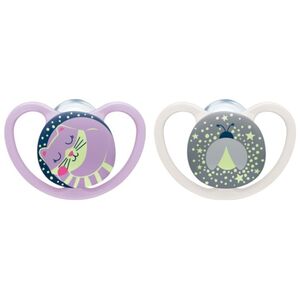 NUK Smoczek uspokajający Space Night fioletowy 6-18m 2szt.