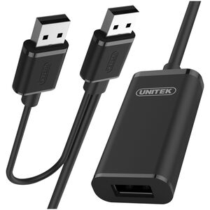 Kabel USB Unitek USB-A - USB-A 20 m Czarny (Y-279)