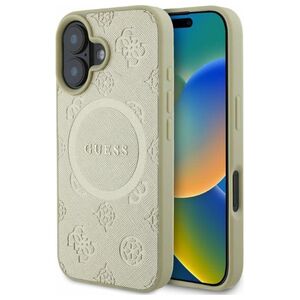 Guess case for iPhone 16 6,1&quot; GUHMP16SPSAPSMED gold hardcase Saffiano Peony Classic Logo MagSafe 3666339327941