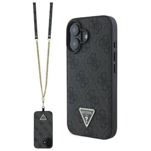 Guess case for iPhone 16 6,1&quot; GUHCP16SP4TDSCPK Leather Metal Logo Strass Crossbody black 3666339328603