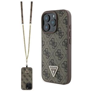Guess case for iPhone 16 Pro 6,3&quot; GUHCP16LP4TDSCPW Leather Metal Logo Strass Crossbody brown 3666339328665