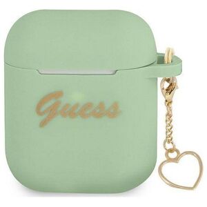 Guess Etui ochronne Silicone Charm Heart Collection do AirPods zielone