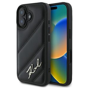 Karl Lagerfeld case for iPhone 16 Plus 6,7&quot; KLHCP16MPQDSMGK black Hard Quilted Signature 3666339317737