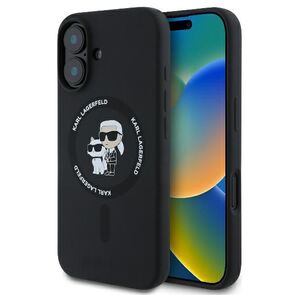 Karl Lagerfeld case for iPhone 16 Plus 6,7&quot; KLHMP16MSCMKCRHK black Hard Silicone Karl&Choupette Heads Ring MagSafe 3666339318659