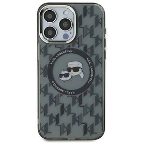 Original Case IPHONE 15 Karl Lagerfeld IML Monogram Karl&Choupette Head MagSafe (KLHMP15SHMCKMHK) black 3666339284886