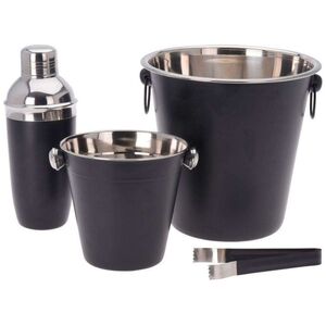 Excellent Houseware Zestaw BAROWY barmański 2x wiaderko do lodu shaker szczypce