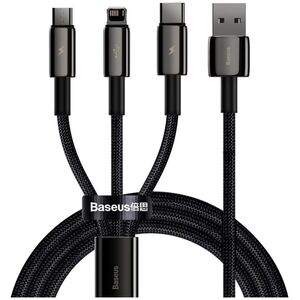 Kabel USB Baseus USB-A - USB-C + microUSB + Lightning 1.5 m Czarny (CAMLTWJ-01)