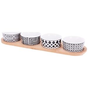 Excellent Houseware Miseczka, kokilka, porcelanowa, 4 szt, na podstawce, tacy