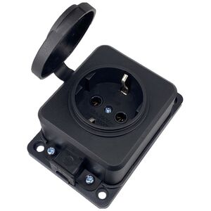Extension socket No brand 5701, 1 way, 250V, 16A, Waterproof, Without cable, Black - 17870 έως 12 άτοκες Δόσεις