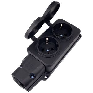 Extension socket No brand 5702, 2 way, 250V, 16A, Waterproof, Without cable, Black - 17871 έως 12 άτοκες Δόσεις