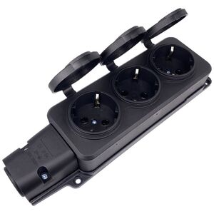 Extension socket No brand 5703, 3 way, 250V, 16A, Waterproof, Without cable, Black - 17872 έως 12 άτοκες Δόσεις