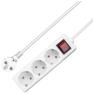 Extension socket No brand, 3 way, 250V, 16A, Cable, 5m., With switch, White - 17876 έως 12 άτοκες Δόσεις